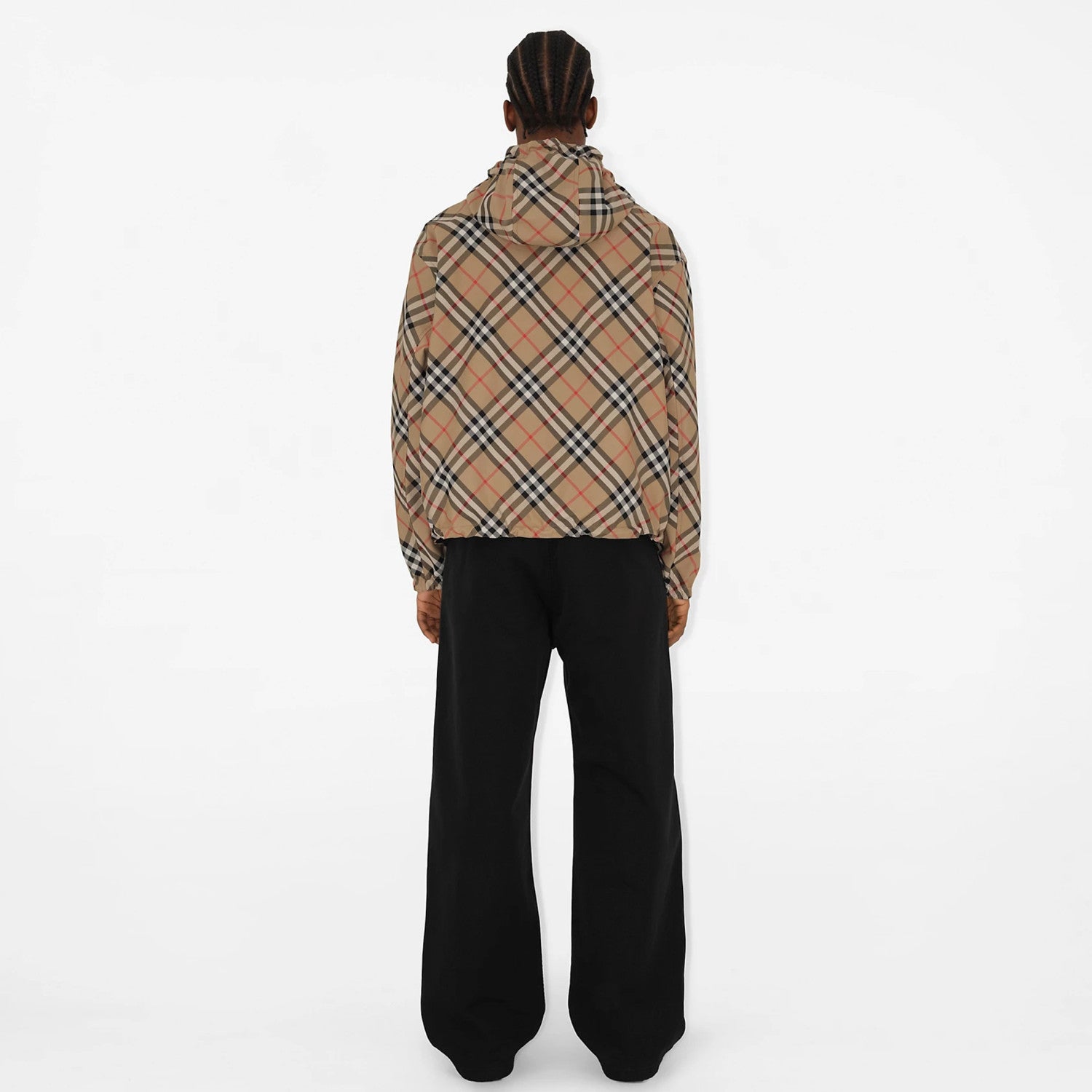 Burberry Men's Spring & Autumn Reversible Two Wear Plaid Jacket Equestrian Rider Logo Classic Drawstring Hooded Jacket #81224