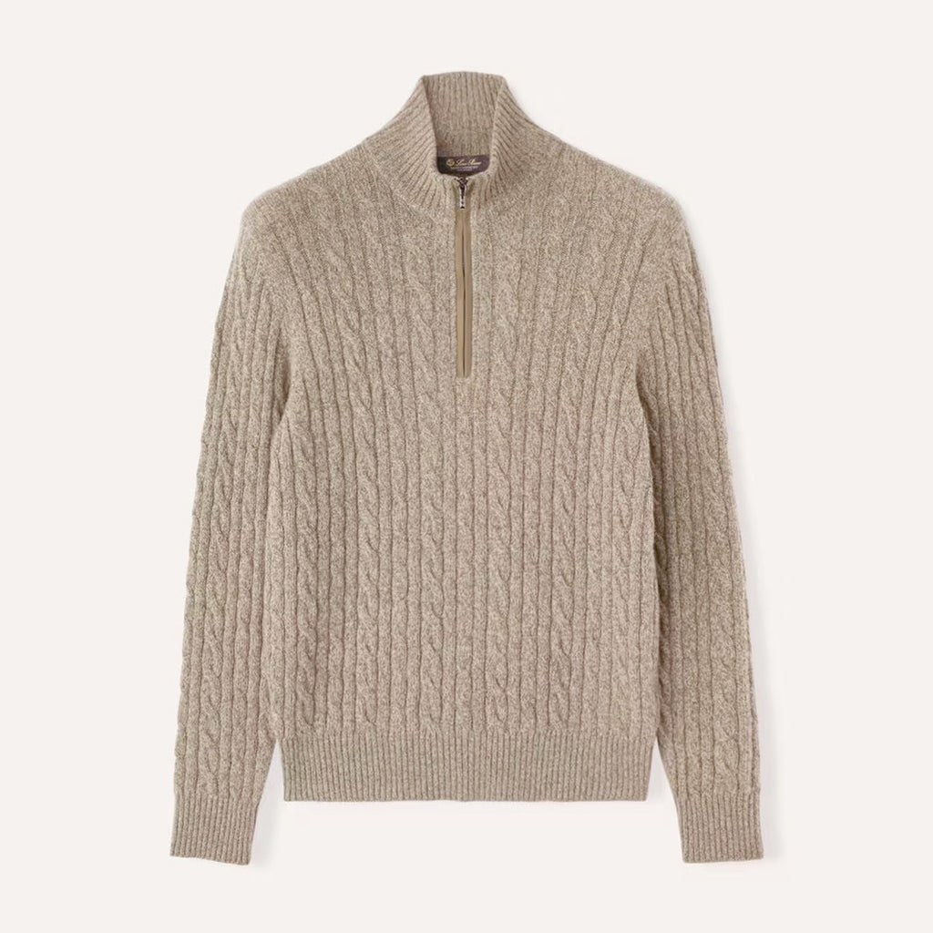 Loro Piana Men's Fall/Winter Half High Neck Zipper Long Sleeve Cashmere Fitted Knit Sweater Ngvp #9738