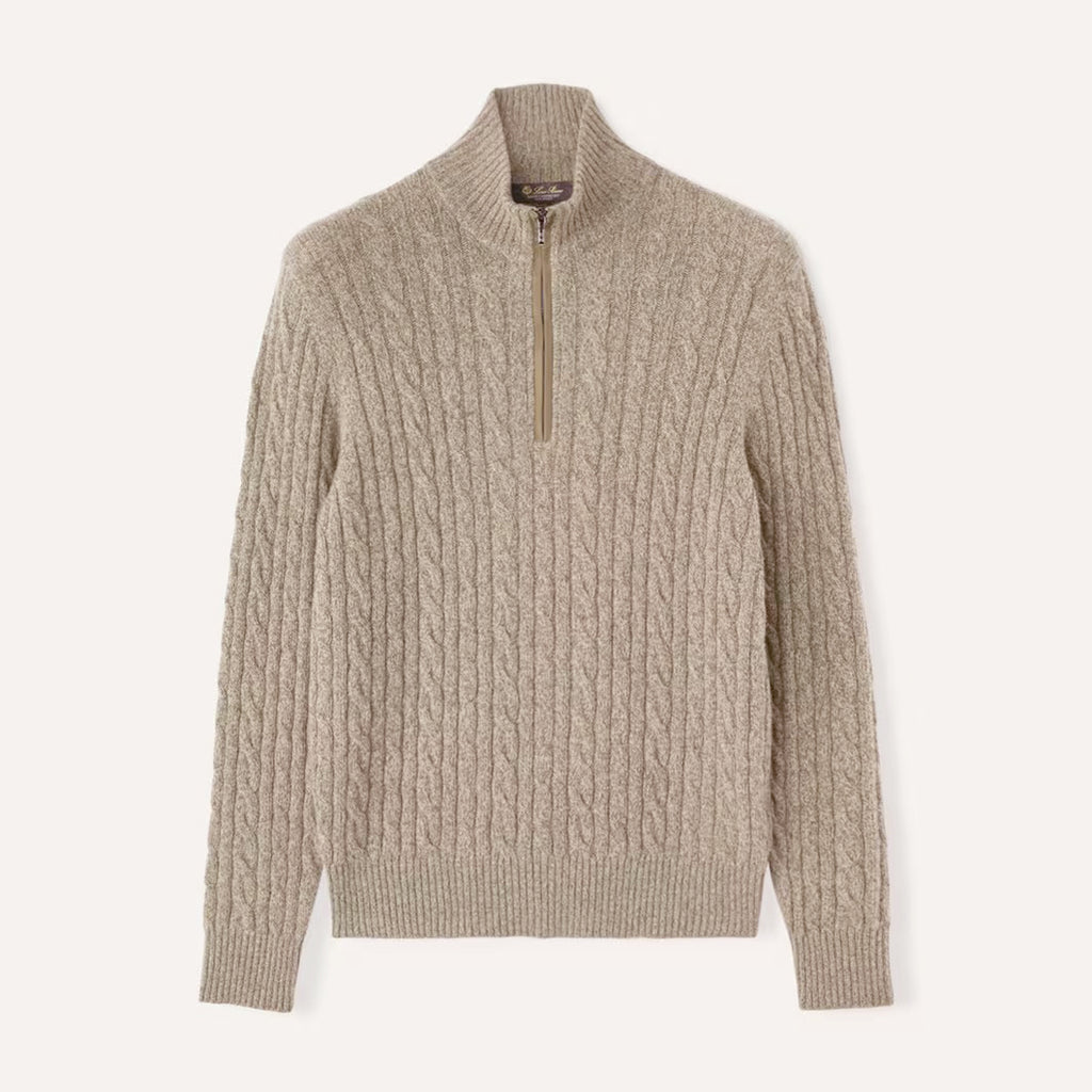 Loro Piana Men's Fall/Winter Half High Neck Zipper Long Sleeve Cashmere Fitted Knit Sweater Ngvp #9738