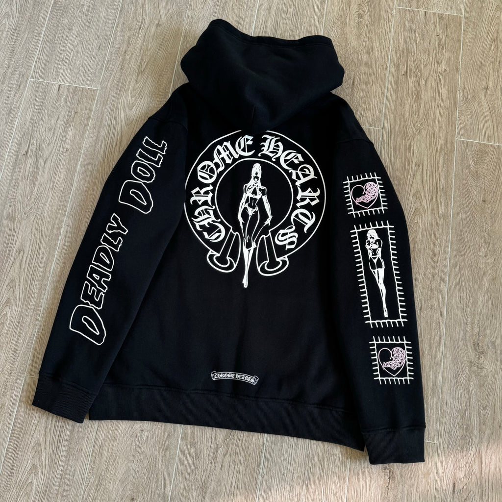 Chrome Hearts X Deadly Doll Cross Beauty Girl Black Sweatshirt Sweatpants #375716