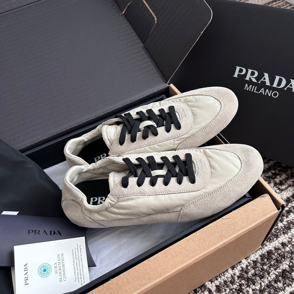 Prada Women's Spring/Fall Fashion Casual Round Toe Lace Up Mesh Print Logo Cotton Laced Sneakers Shoes #78481
