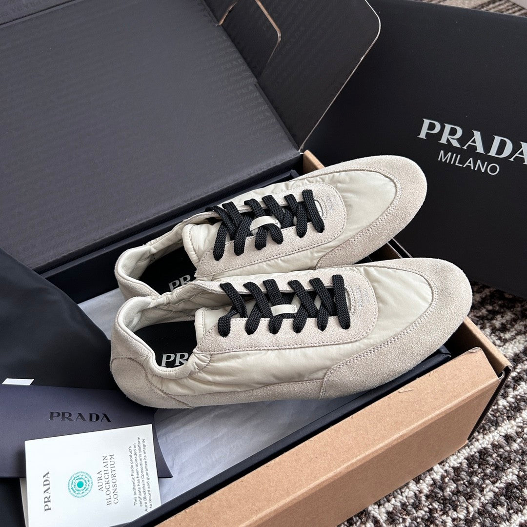 Prada Women's Spring/Fall Fashion Casual Round Toe Lace Up Mesh Print Logo Cotton Laced Sneakers Shoes #78481
