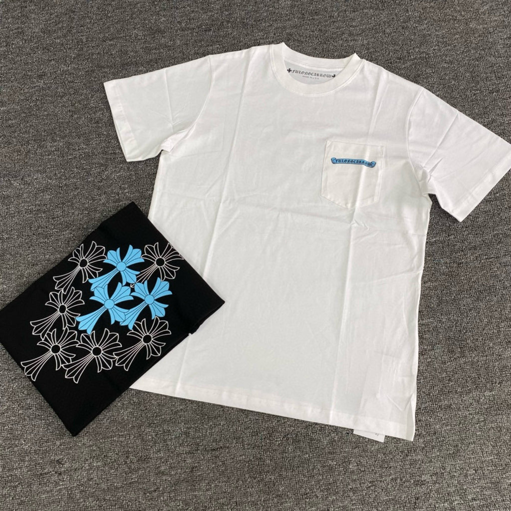 Chrome Hearts Men's Summer Solid Colour Cross Print Round Neck Cotton Short Sleeve T-Shirt #76812