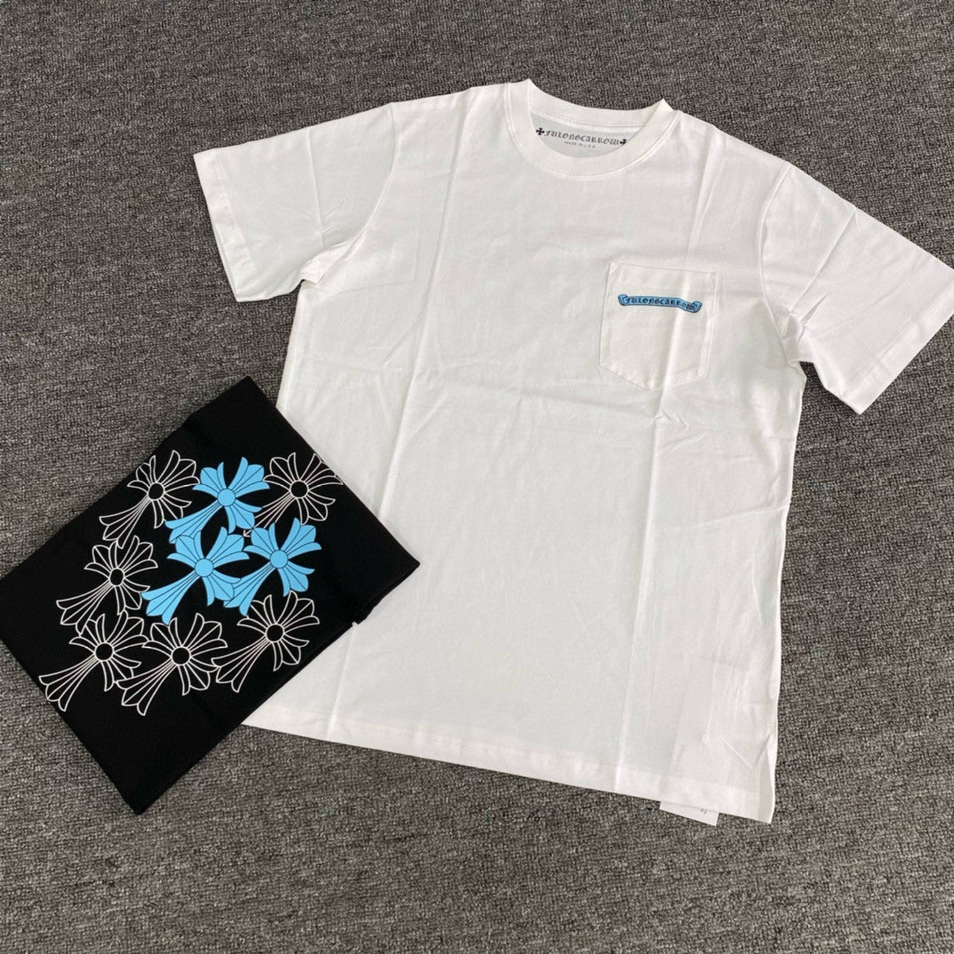 Chrome Hearts Men's Summer Solid Colour Cross Print Round Neck Cotton Short Sleeve T-Shirt #76812