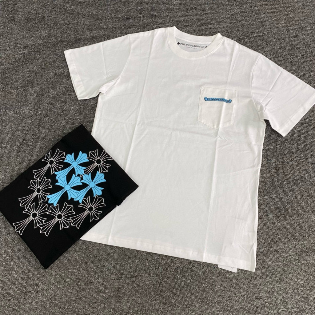 Chrome Hearts Men's Summer Solid Colour Cross Print Round Neck Cotton Short Sleeve T-Shirt #76812