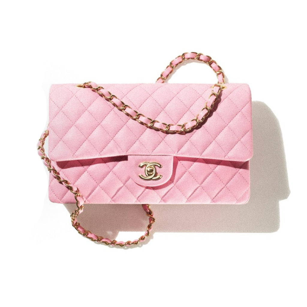 Chanel CF22 Spring/summer Women's Pink Lychee Leather Bags 24k Gold Plated Flap Classic Collection Bag #81254