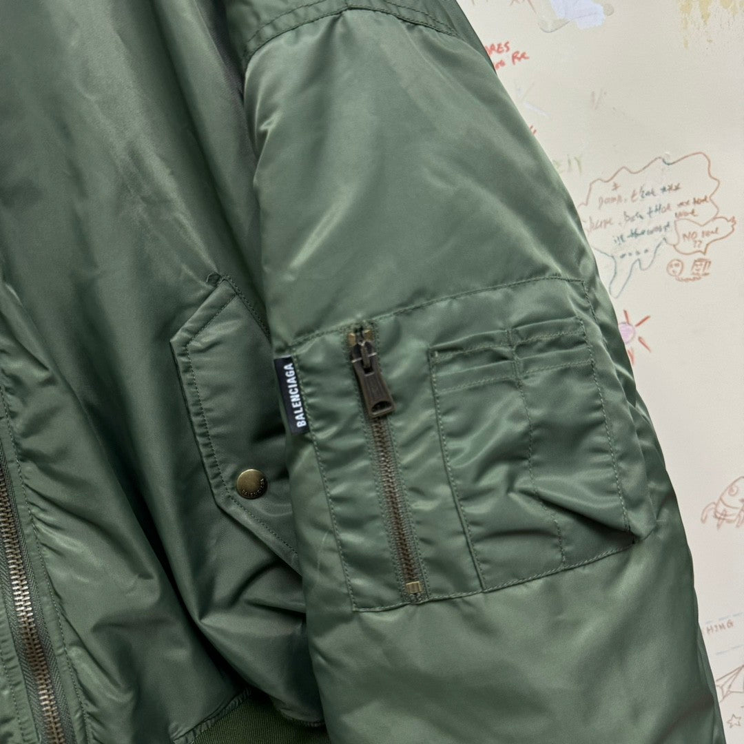 Balenciaga Men's Women's Solid Color Hooded Aviator Jacket Logo Zipper Long Sleeve Jacket #74564
