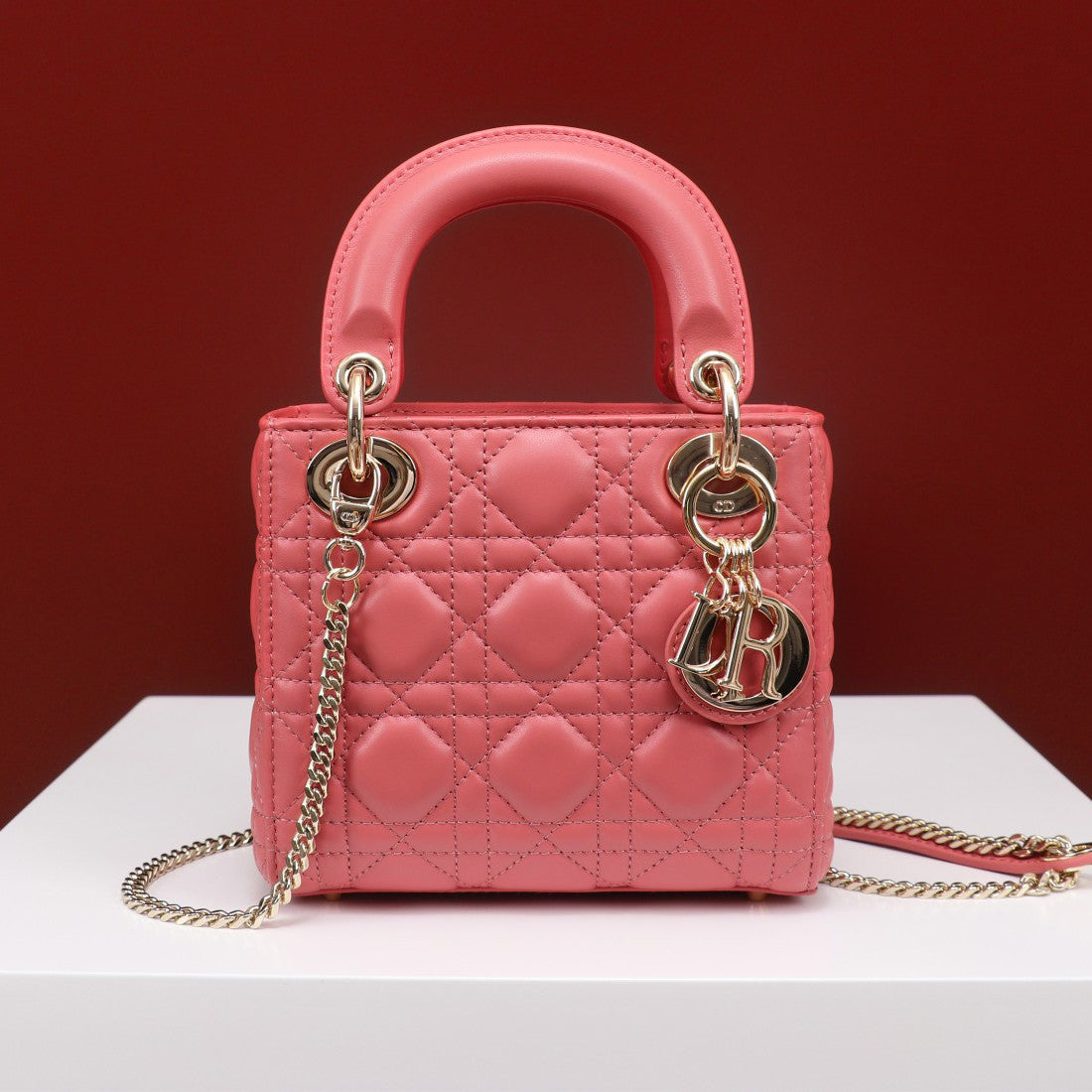 Dior Lady Women's Solid Color Metal Pendant Removable Chain Shoulder Strap Wicker Pattern Sheepskin Leather Single Shoulder Crossbody Handbag Bag Bags #77461