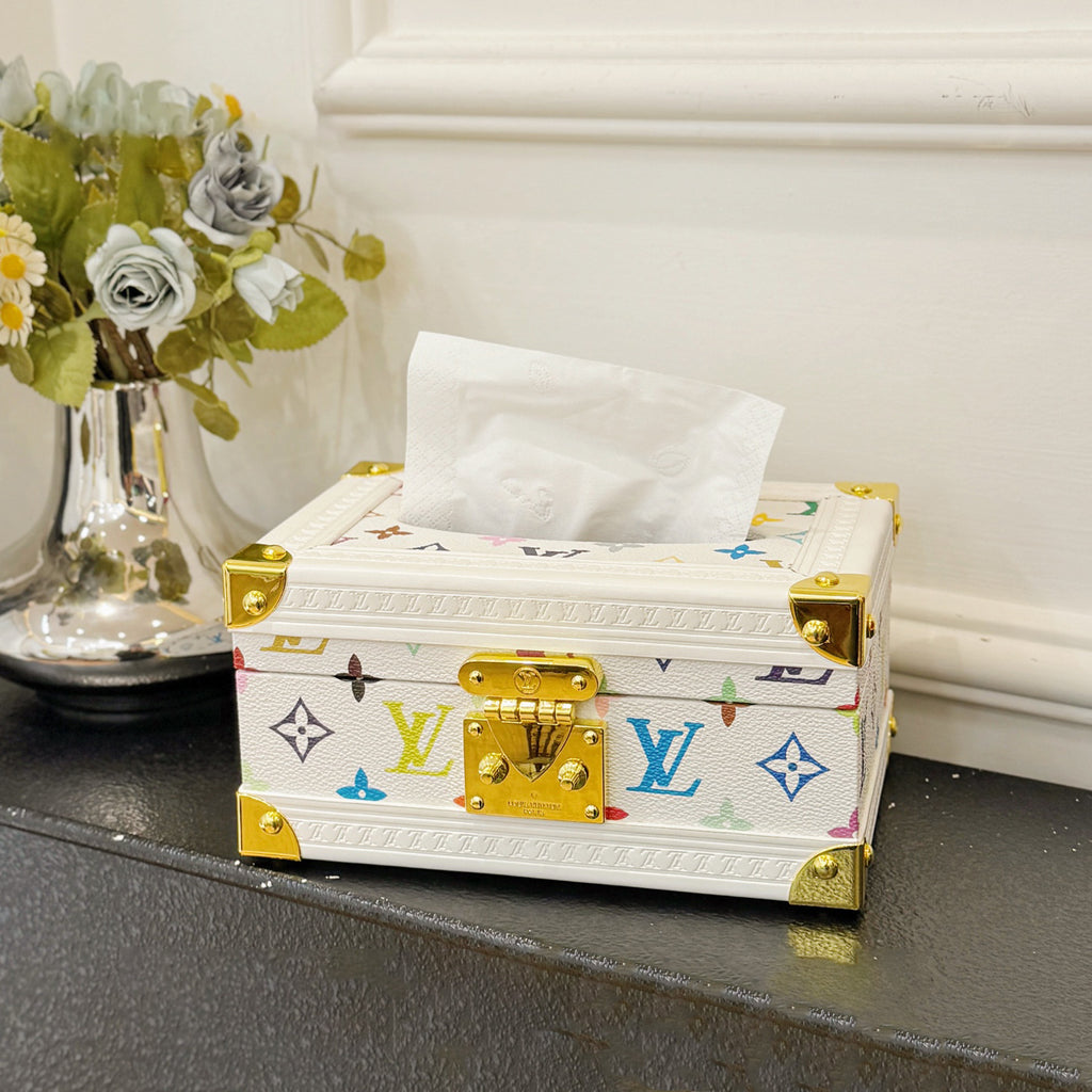 Louis Vuitton Monogrammed Printed Latch Closure Coated Canvas Organizer Tissue Box Hard Case Bag Bags #76449