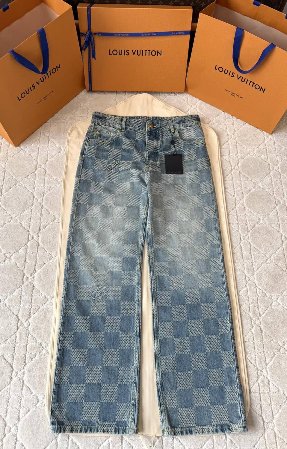 Louis Vuitton Damier Classic Denim Jacket Pants #375744