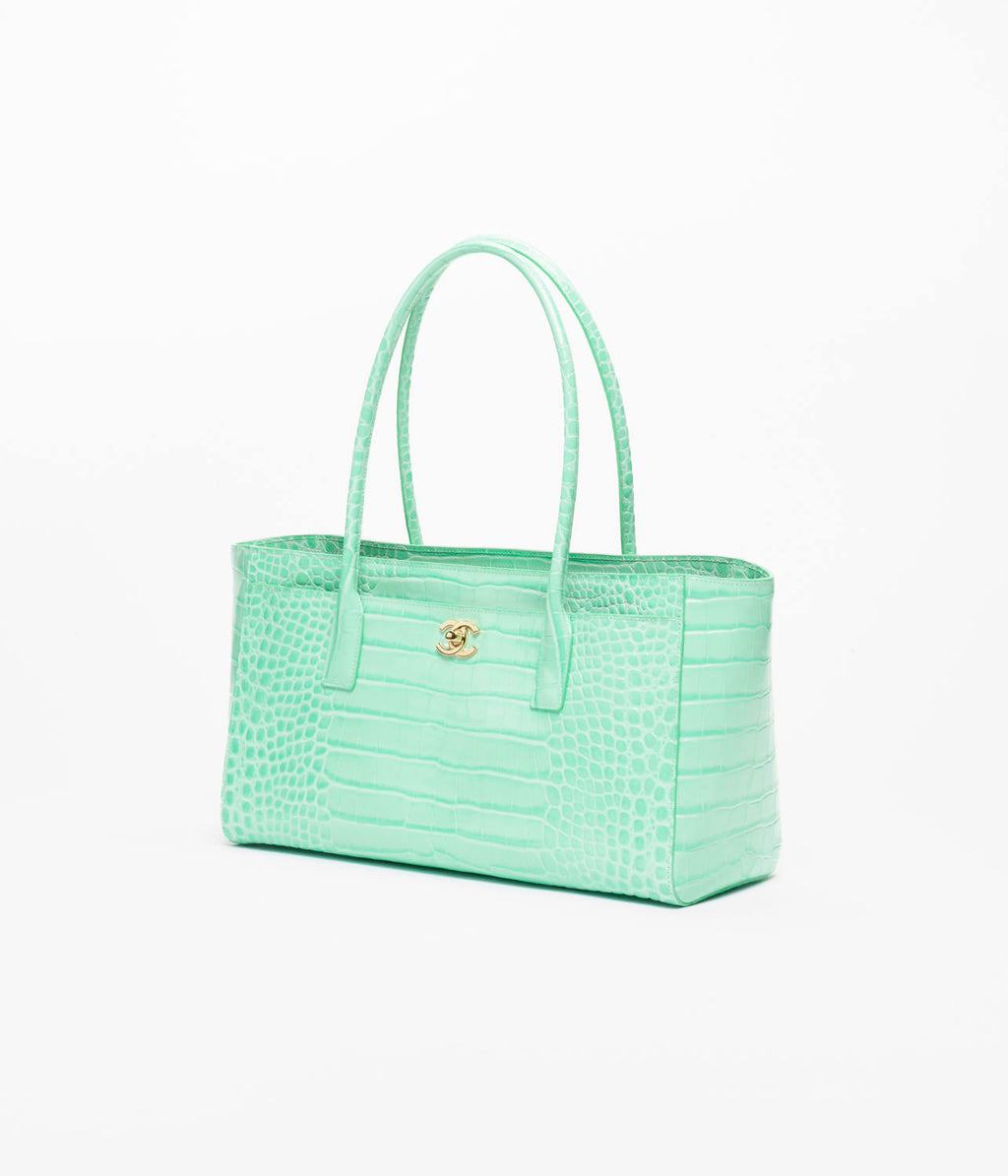 Chanel Small Tote Crocodile Embossed Calfskin Gold Tone Metal #378166