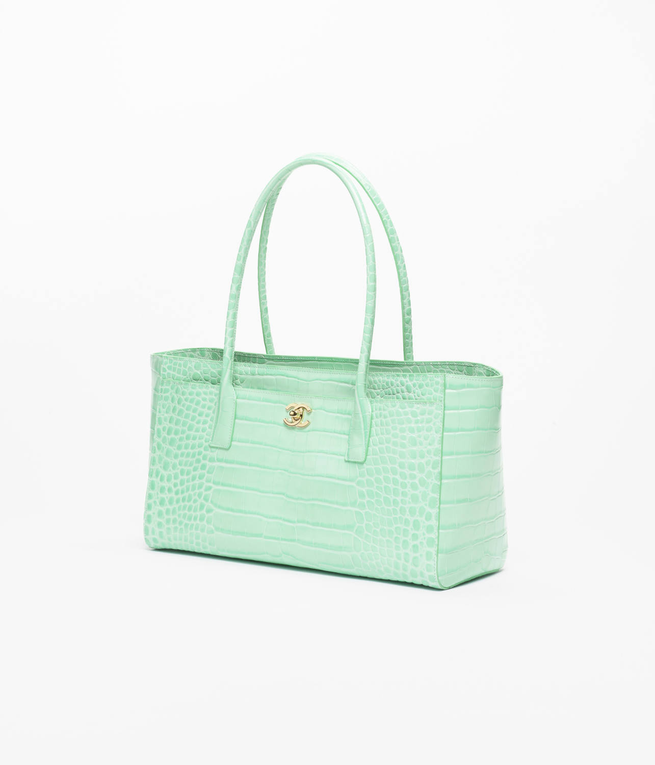 Chanel Small Tote Crocodile Embossed Calfskin Gold Tone Metal #378166