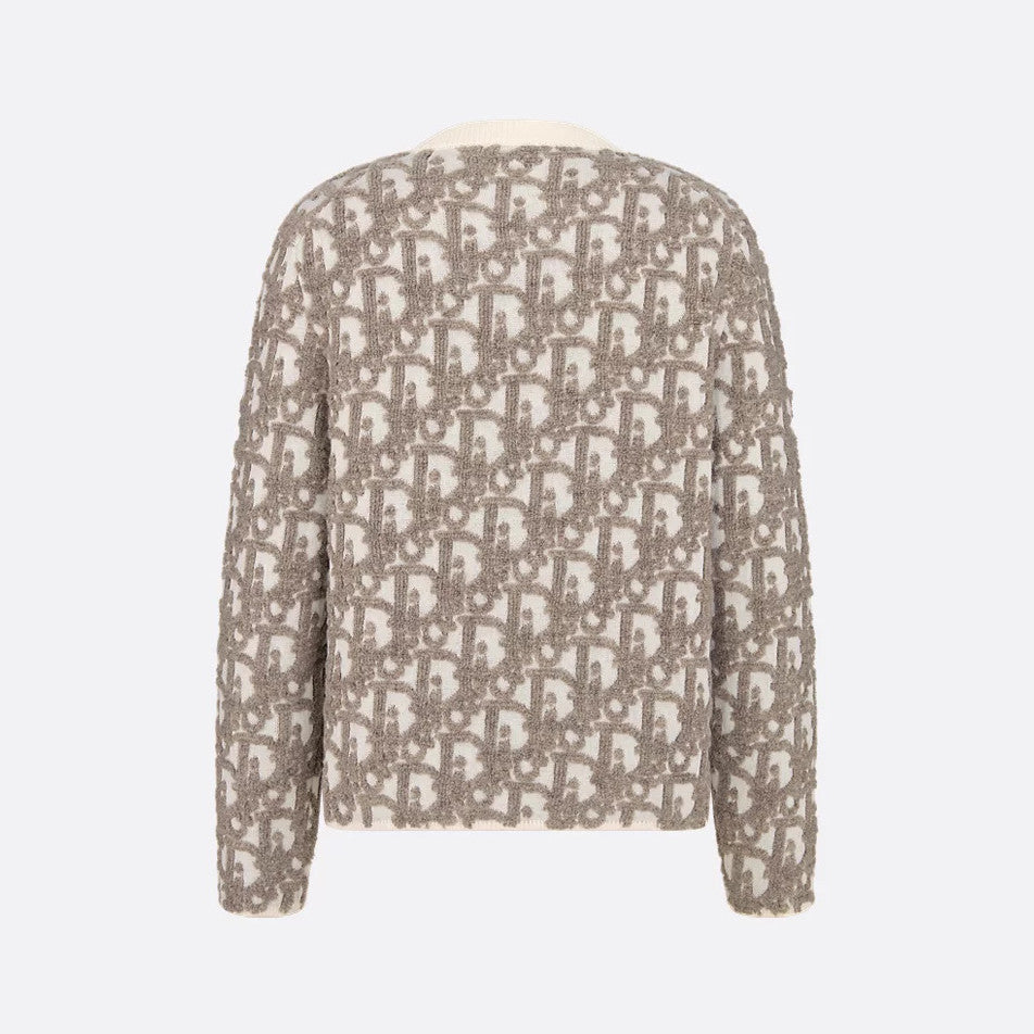 Dior Men's And Women's Spring/Summer Fashion Casual Round Neck Wool Knit Oblique Print Zipper Sweater #78325