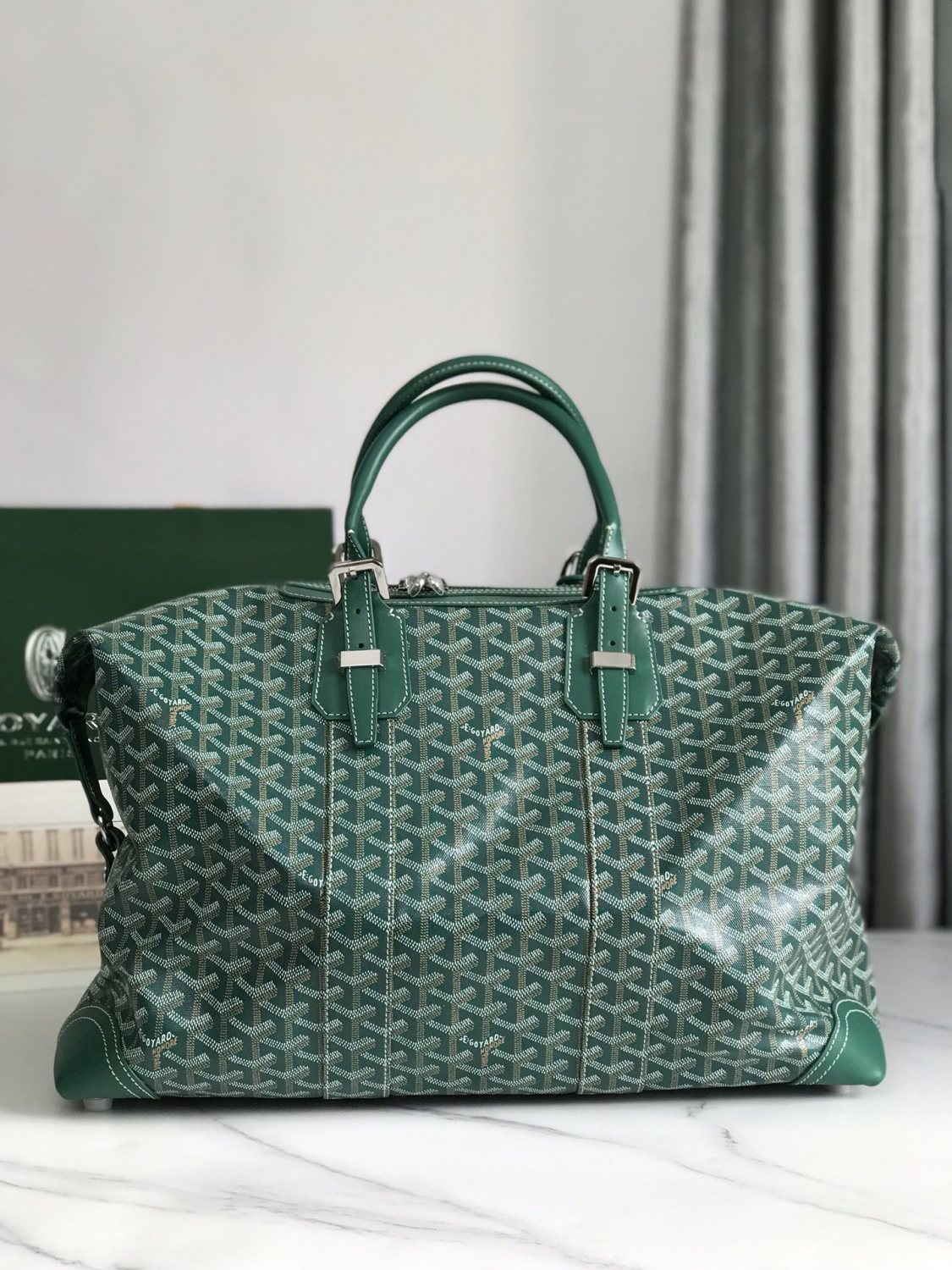 GOYARD Men's And Women's Old Flower Full Print Canvas Collocation Cowhide Shoulder Cross Handbag Travel Bag Bags #75471