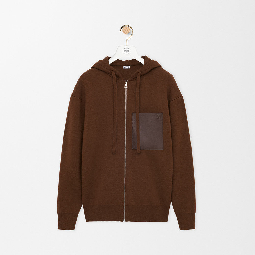 Loewe Zip-up hoodie in wool Brown #334661