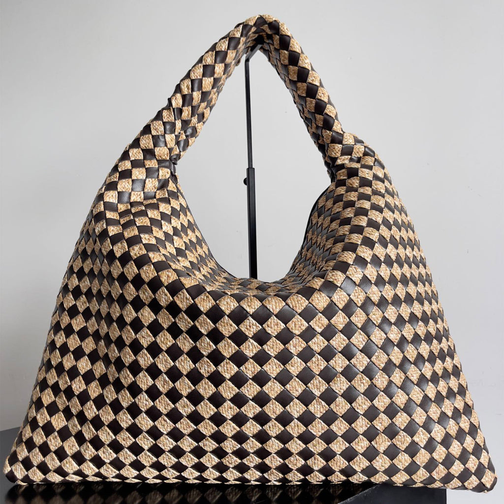 Bottega Veneta HOP Raffia And Leather Hop Shoulder Bag Stylish Modern Handheld Shoulder Bag Women's Fashionable Casual Tote #81889A