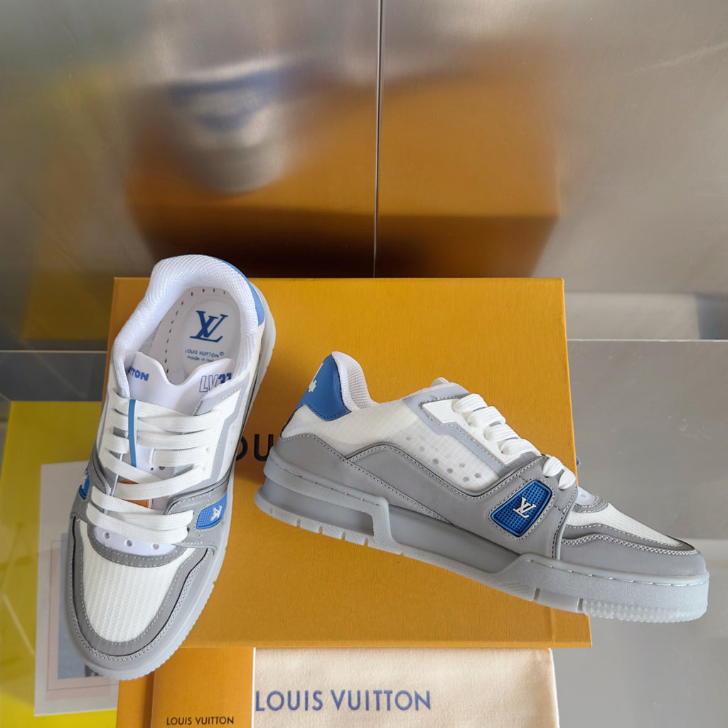 Louis Vuitton Men's LV Trainer Sneakers Round Toe Lace Up Solid Color Low Top Board Shoes Casual Shoes #76831