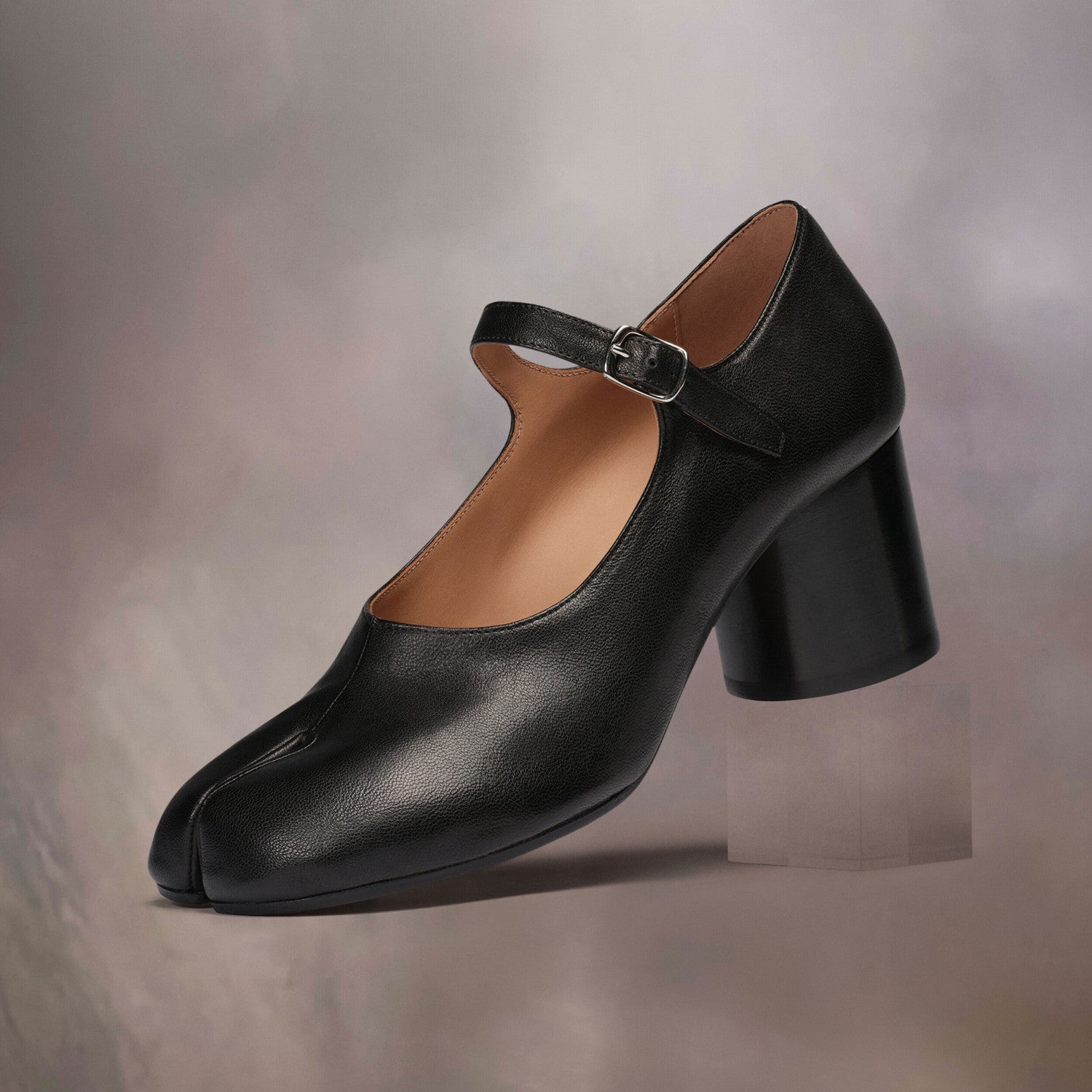 Maison Margiela Women's Spring/Fall Fashion Classic Round Toe Slip On Solid Color Leather Chunky Heel Mary Jane Split Toe Shoes #78646
