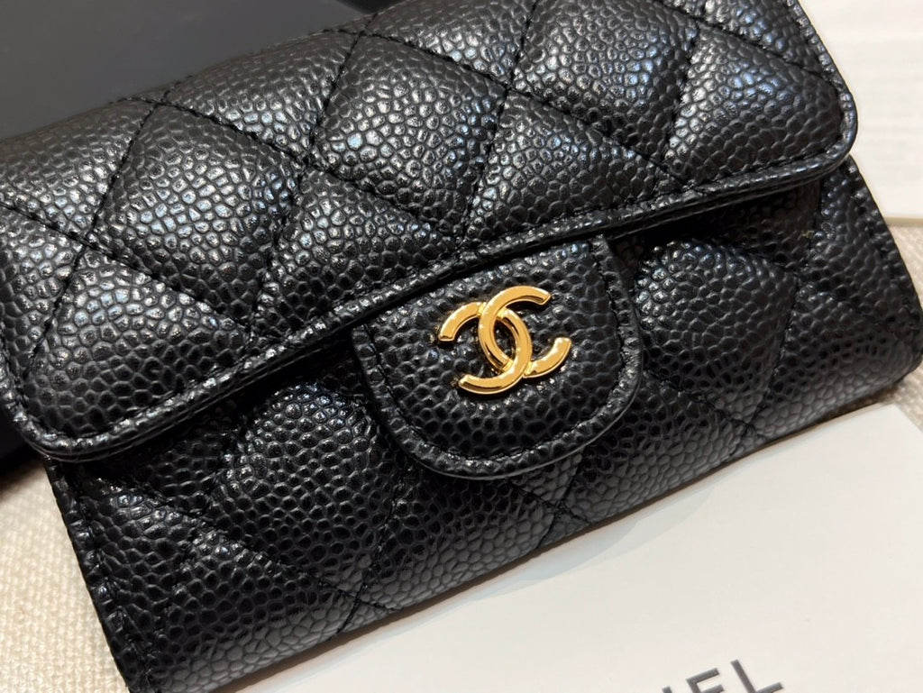 Chanel Women's Fashion Classic Solid-Color Leather Logo Metal Icon Flap Card Holder Bag Bags #79488