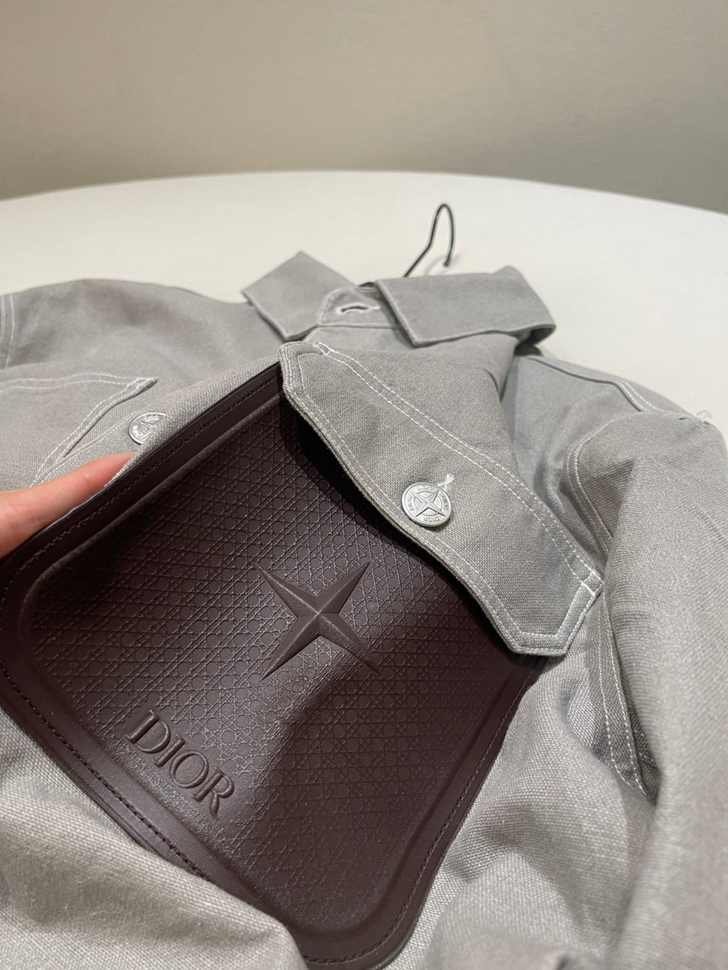 Dior Men's Spring And Fall Logo Patch Pockets Lapel Single breasted Loose Long Sleeved Denim Jacket #73474