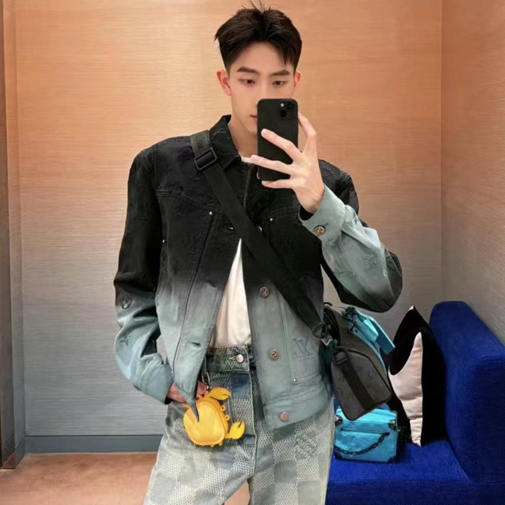 Louis Vuitton Men's Spring/summer Tie-dye Embroidery Gradient Denim Suit Lapel Jacket Straight Leg Pants Set  #72323