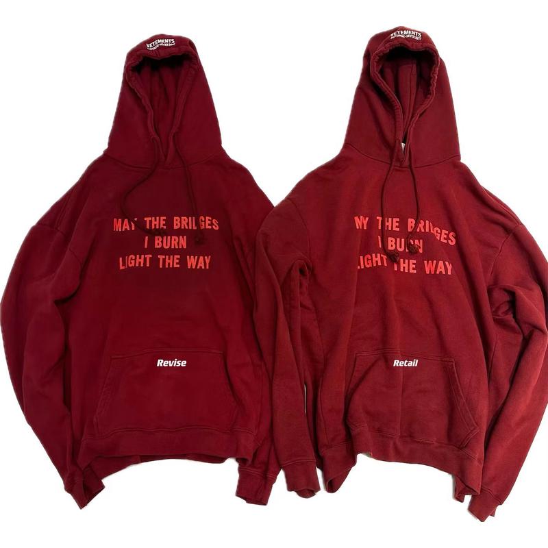 Vetements Men's Red Letter Print Hooded Sweatshirt Spring and Autumn Fashion Trend High Street Pullover Hoodie Ngvp #9976