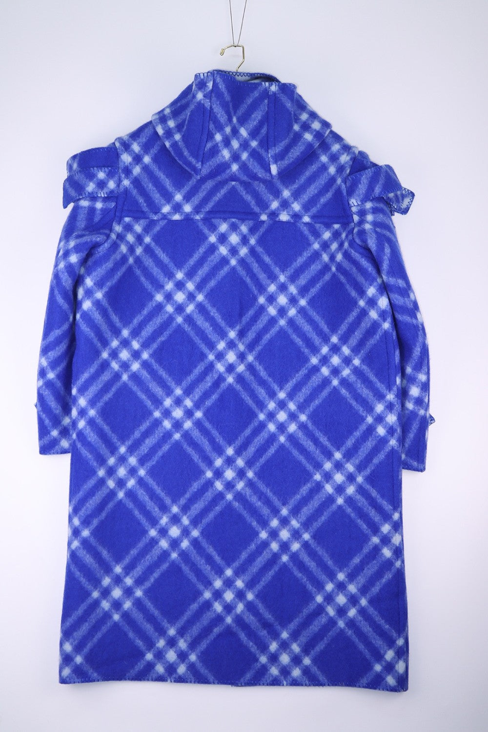 Burberry Men's Autumn and Winter Plaid Wool Blanket Poncho Hooded Single Breasted Pocket Long Sleeve Coat Jacket #72717