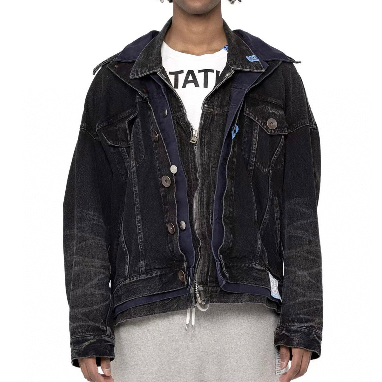 Maison Mihara Yasuhiro  Men's Spring/Summer Fashion High Street Trend Multi-Layered Buttoned Old Loose Denim Jacket Ngvp #7687