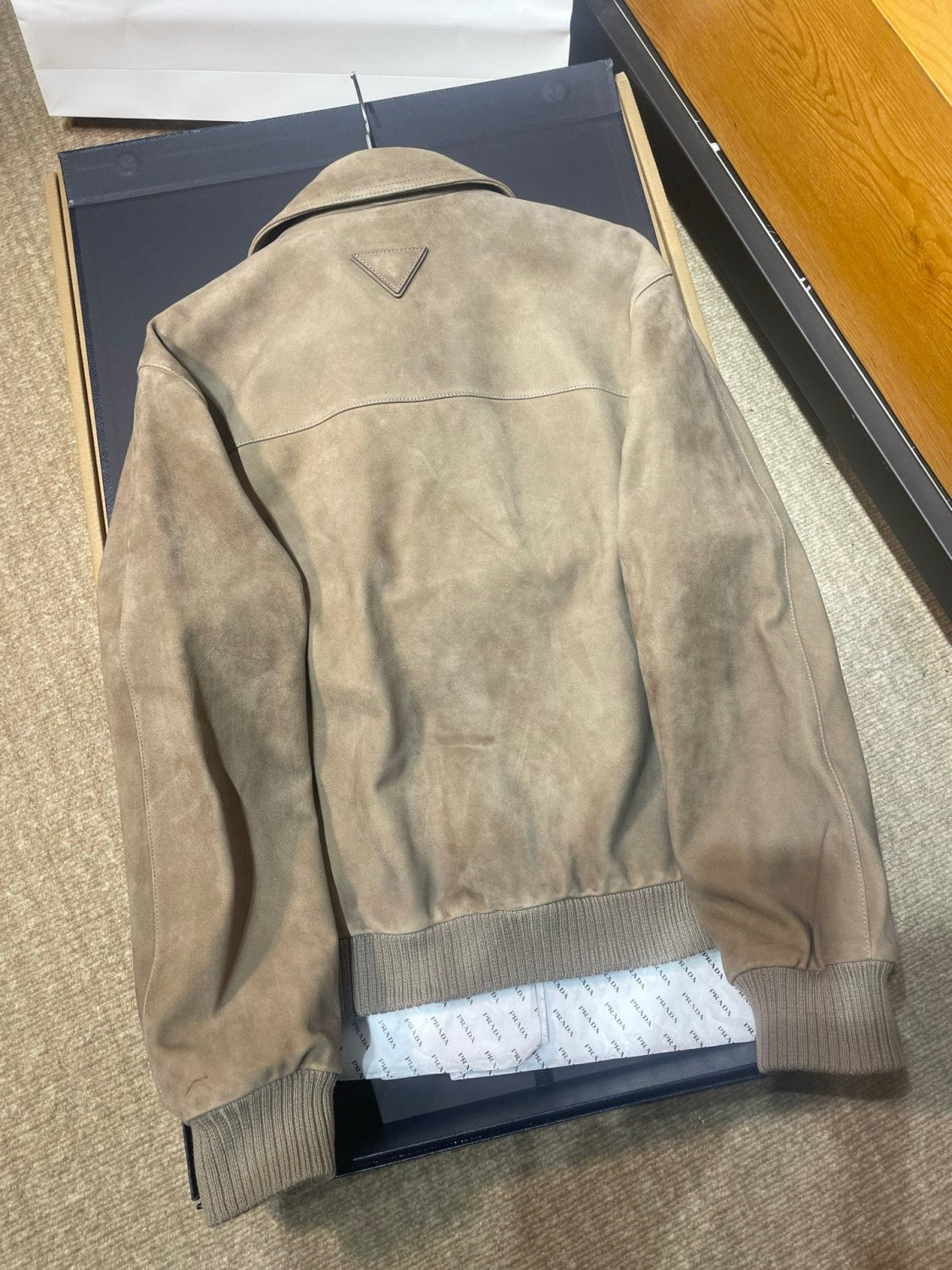 PRADA Men's 25FW Stone Suede Bomber Jacket #333461