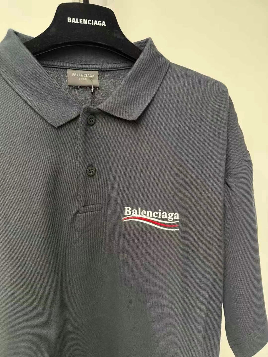 BALENCIAGA Men's Political Campaign Short Sleeve Regular Polo #335437