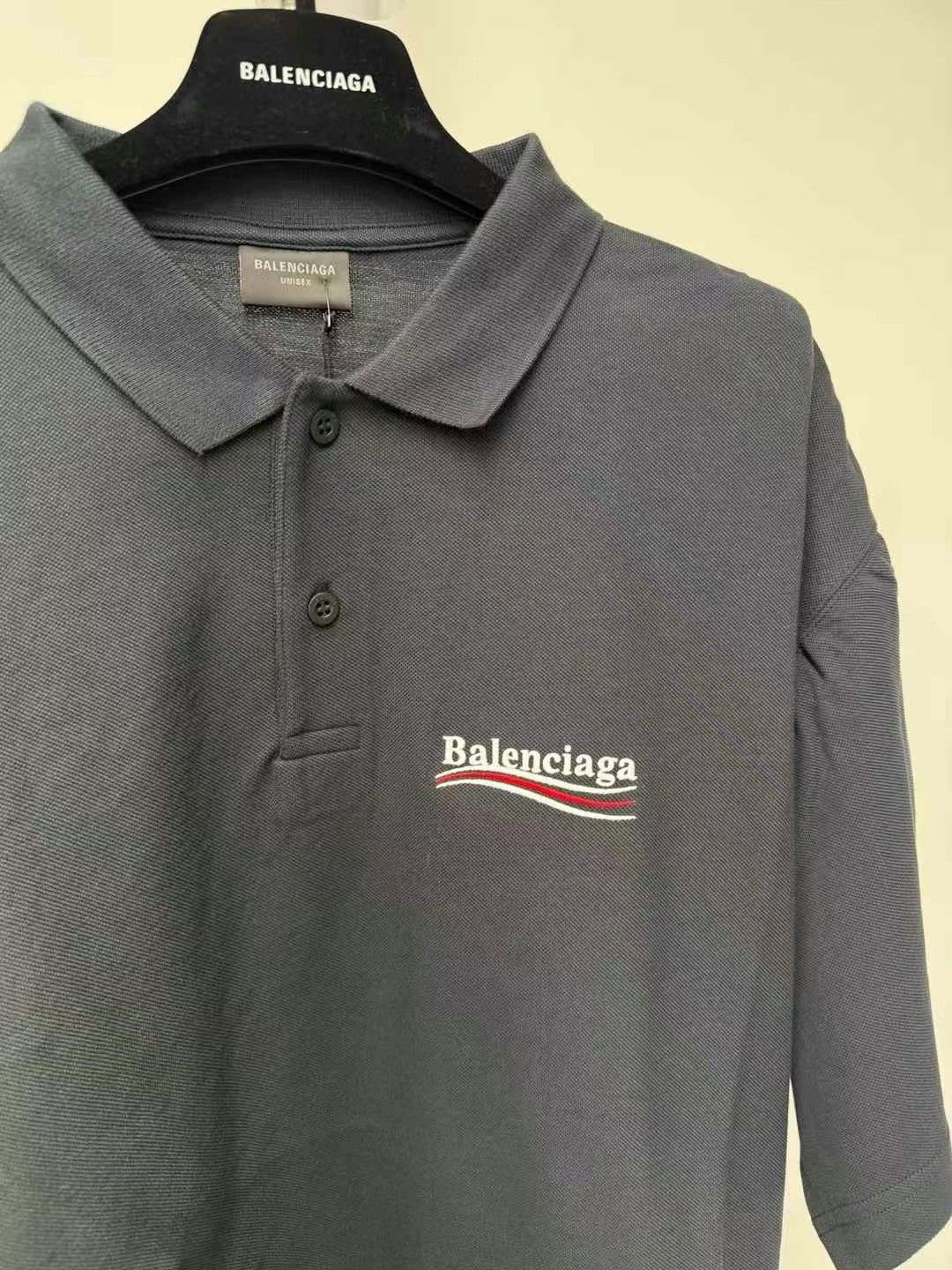 BALENCIAGA Men's Political Campaign Short Sleeve Regular Polo #335437