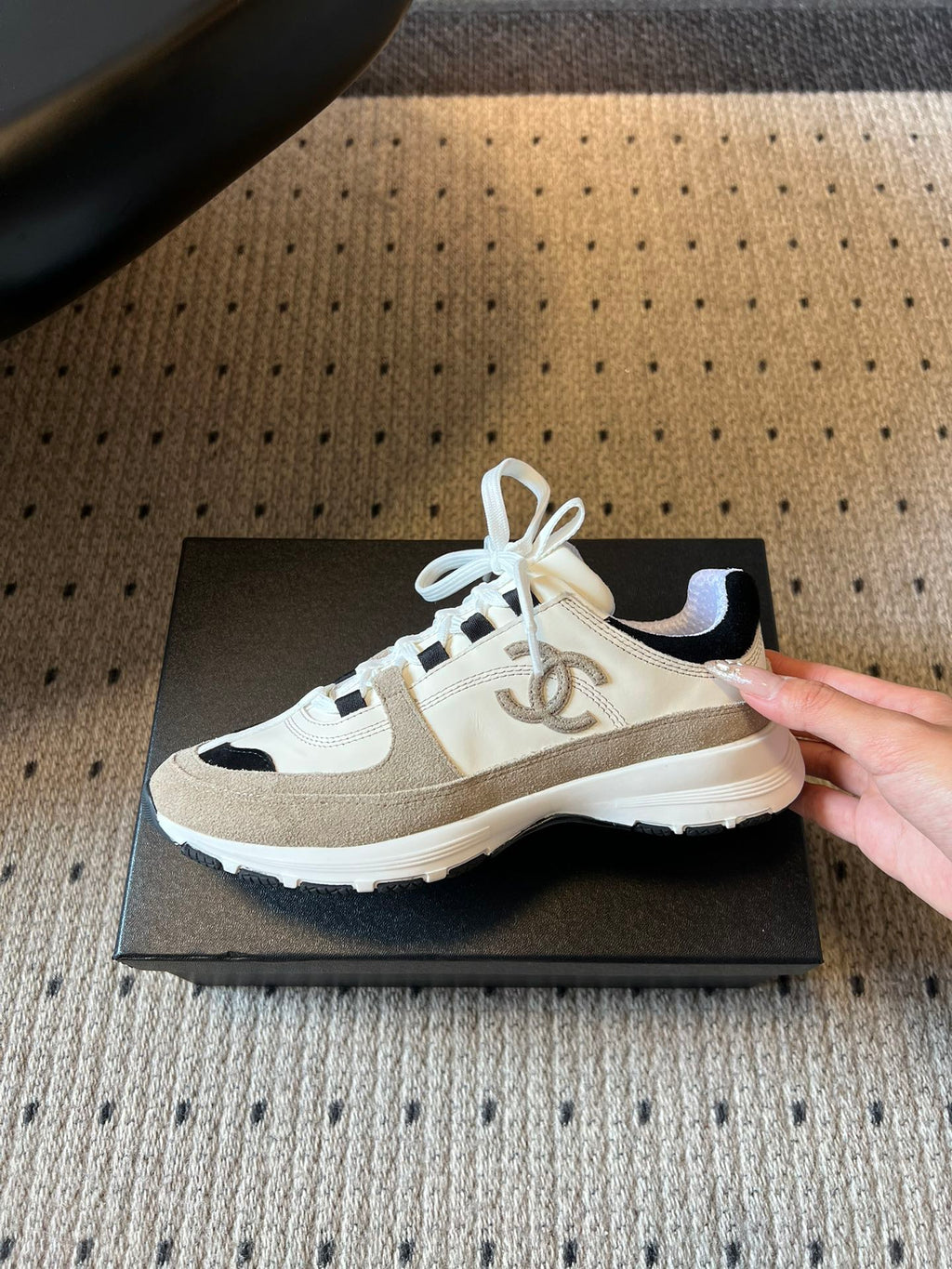 Chanel Calfskin and Suede Calfskin Sneakers #377374