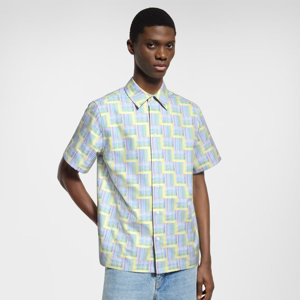 Louis Vuitton Men's Summer Rainbow Letter Print Single Breasted Short Sleeve Shirt #76439