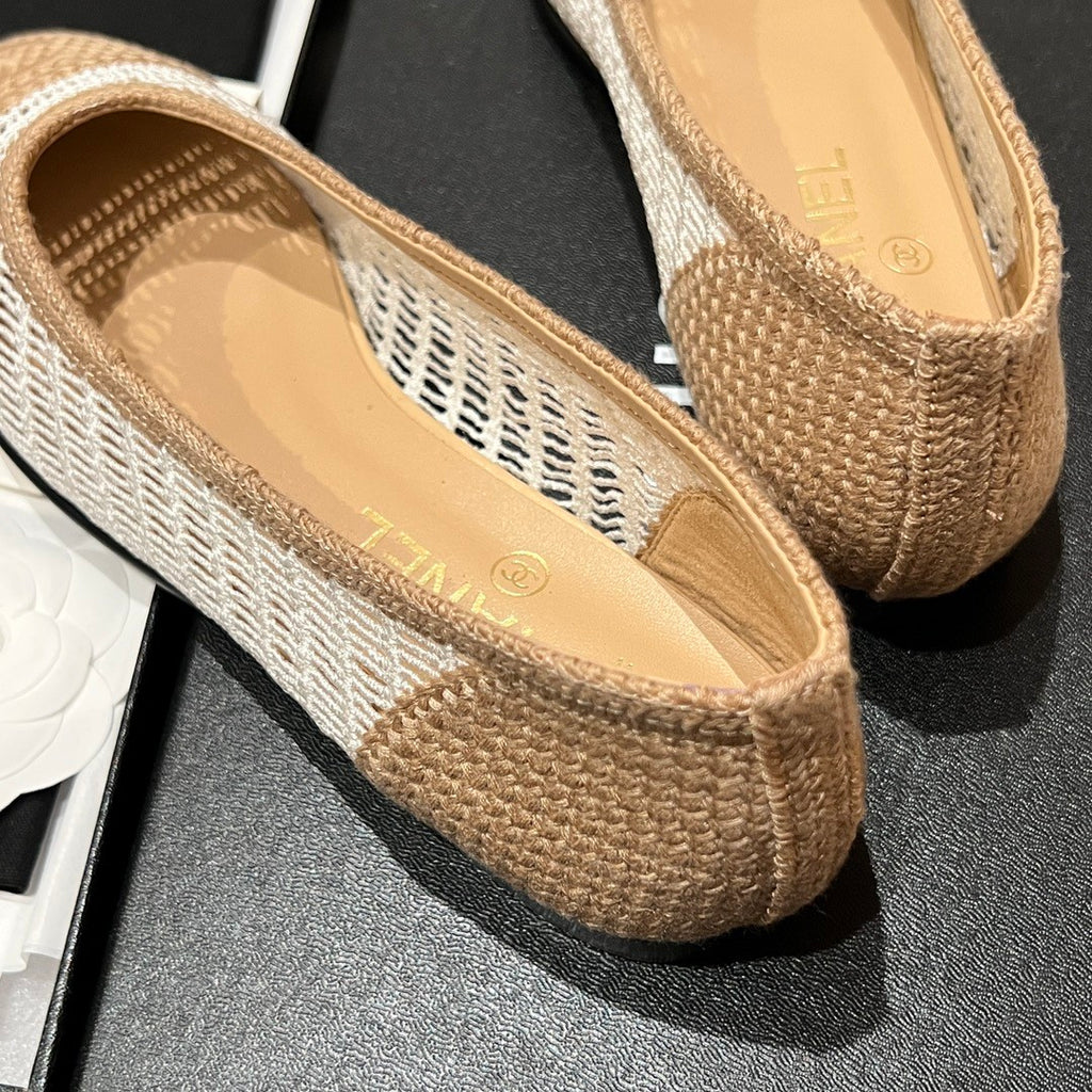 Chanel Women's Summer Colour-Block Knitted Casual Ballet Flats Shoes #76994