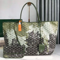 Goyard 170th Anniversary Special Limited Edition Three-tone Forest Green Saint Louis Large Tote Bag (canvas & Chevroches Calfskin) Bag Bags #196798