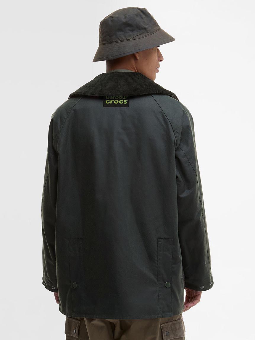 Barbour × Crocs Men's Women's Fall And Winter Lapel Oil Wax Jacket Badge Fashion Trend Pockets Casual Hooded Single-breasted Jacket Ngvp #2624