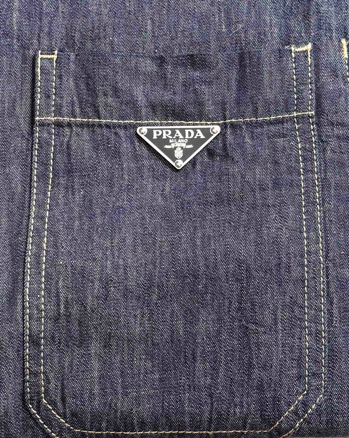 Prada Men's Spring Autumn Triangle Label Logo Solid Colour Single Breasted Long Sleeve Denim Jacket #76865