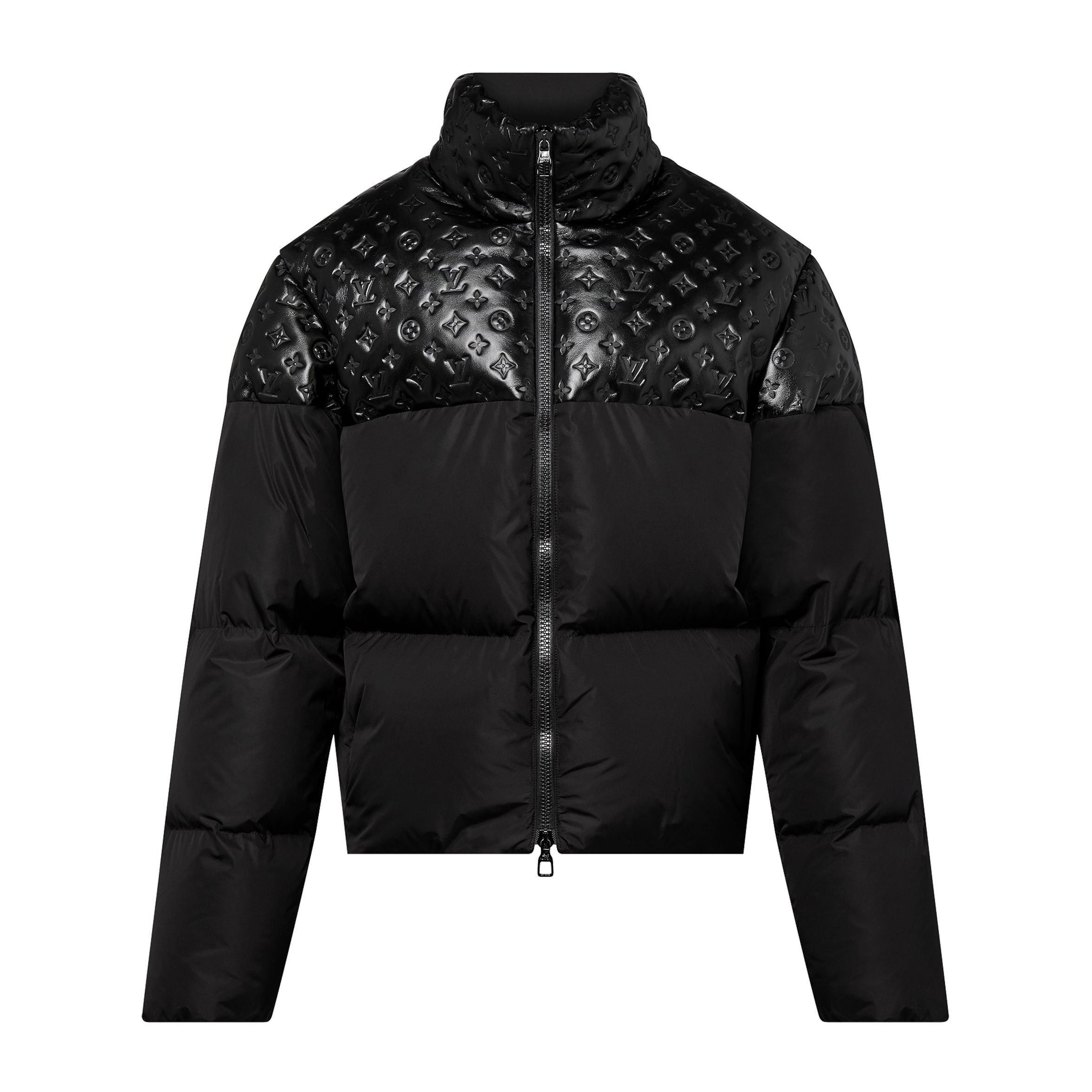 Louis Vuitton Men's Winter Leather Patchwork Loose Zipper Oversized Puffer Down Jacket #97244