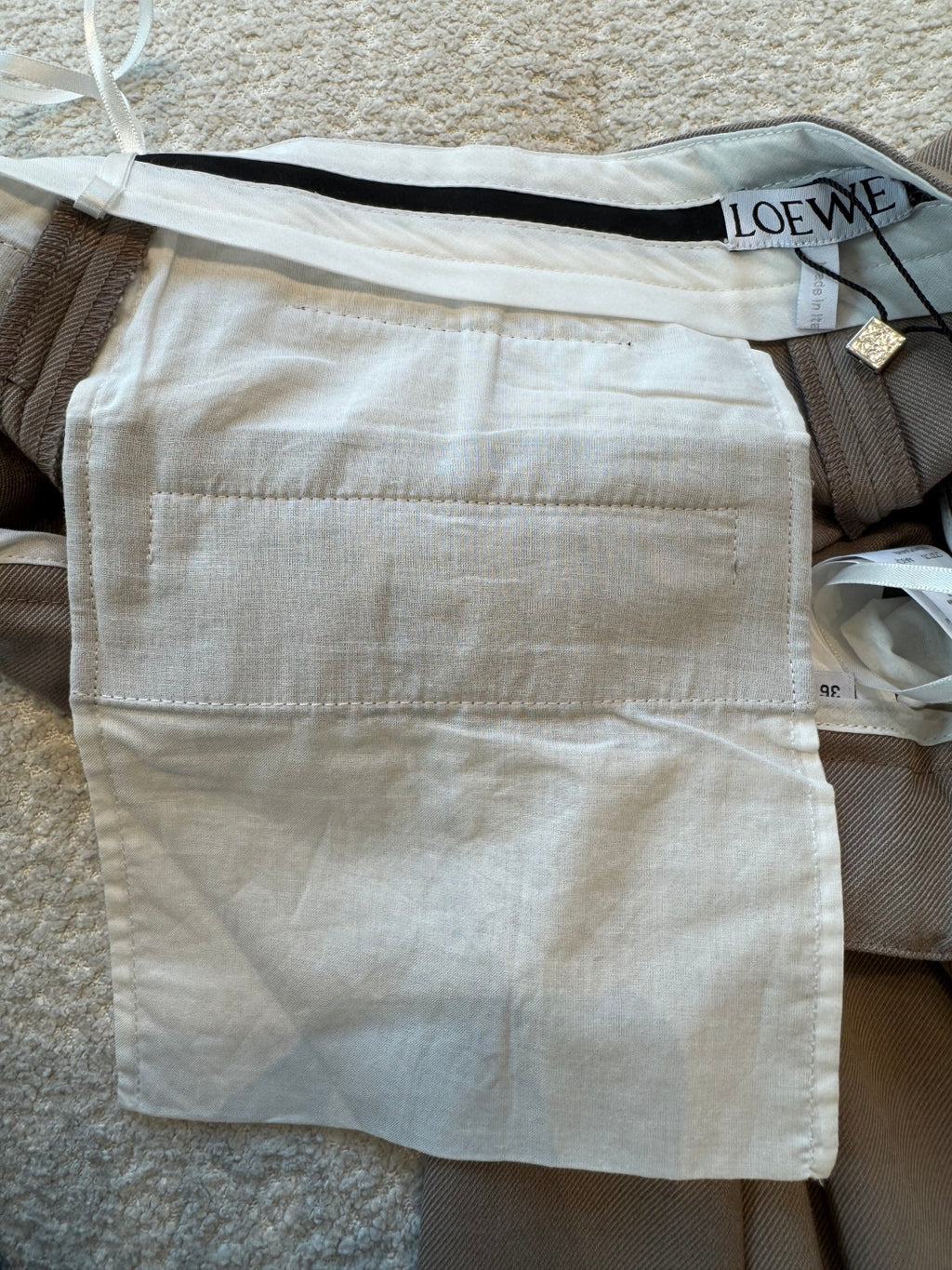 Loewe Belted Trousers in Wool Brown #334790