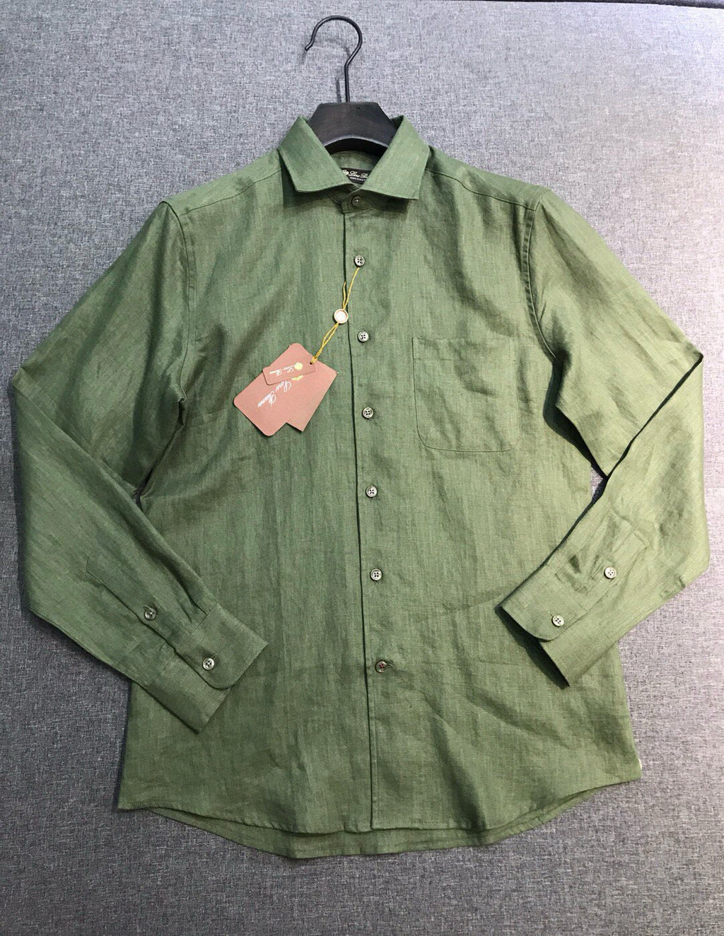 Loro Piana Men's Spring/Fall Fashion Classic Solid-Color Collared Single-Button Linen Shirt #78636