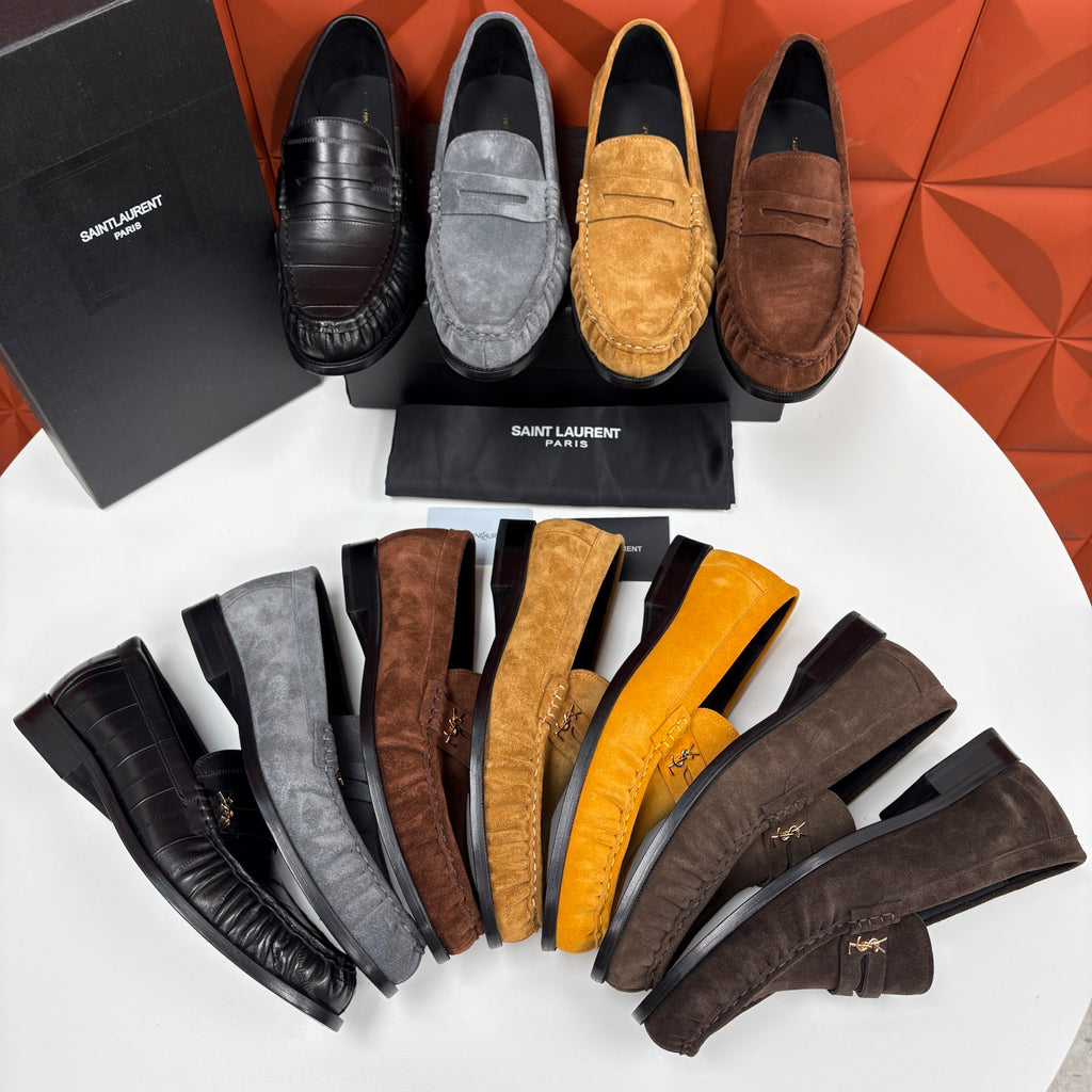 Saint Laurent LE LOAFER Supple in Suede in Brown #383805