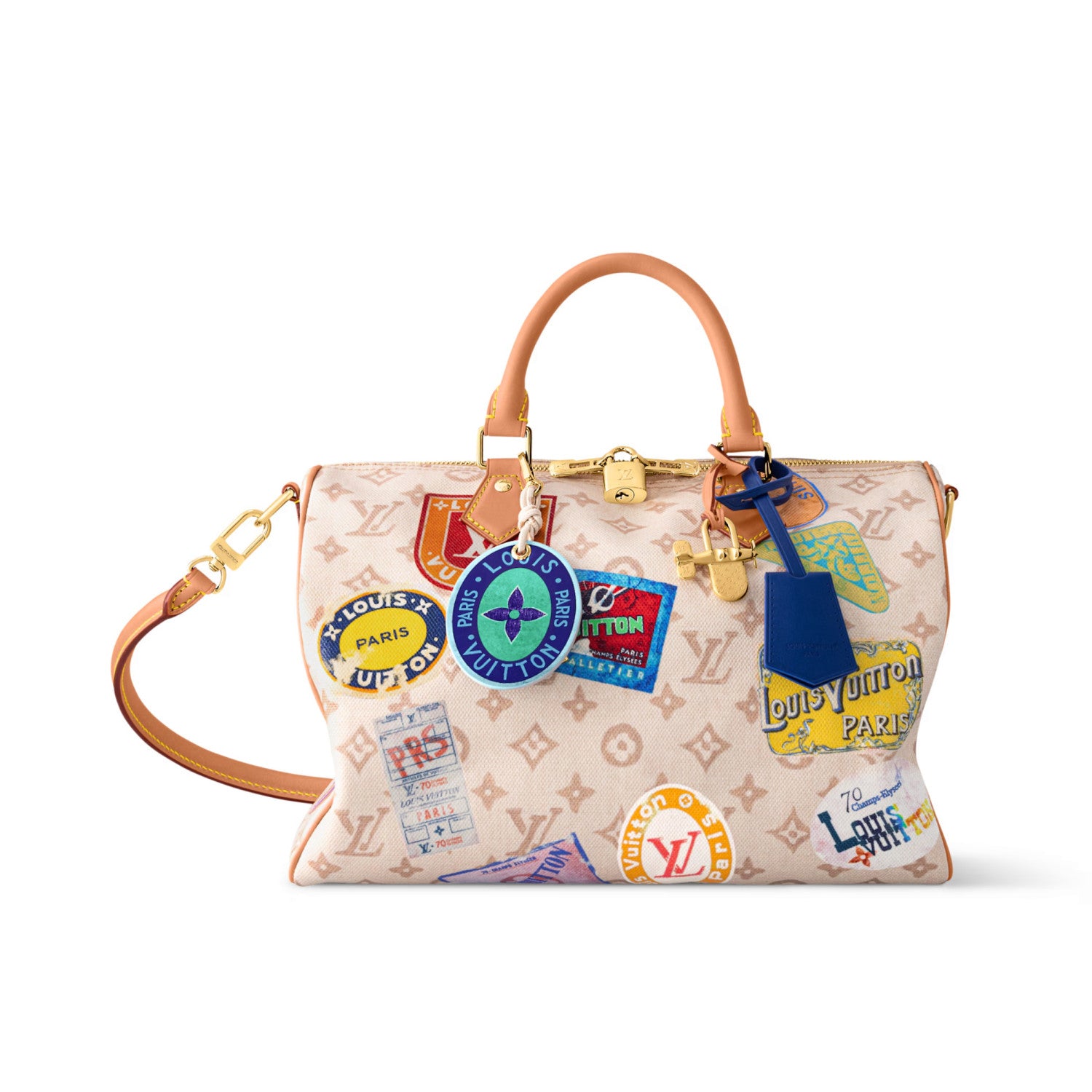 Louis Vuitton Speedy Soft 30 Women's Removable Adjustable Shoulder Strap Graffiti Pattern Printed Shoulder Crossbody Bag Tote Bags #76934