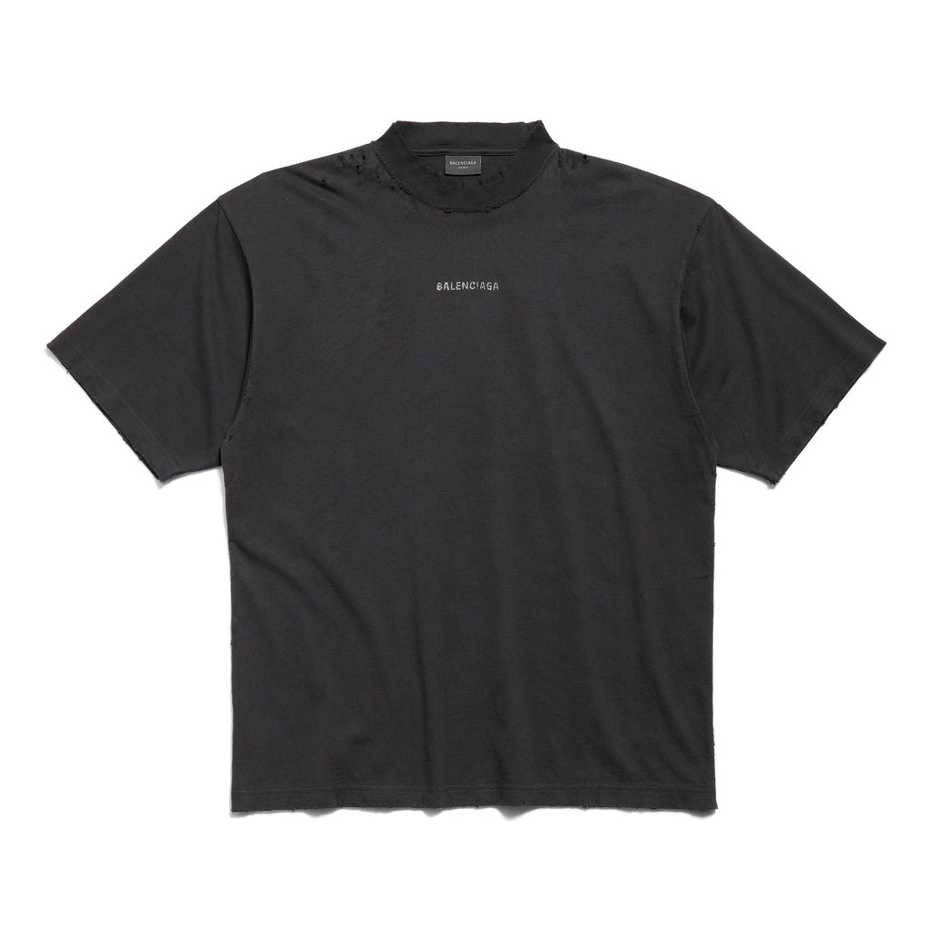 Balenciaga Men's Summer Hot Drill Logo Letter Print Black Cotton Short Sleeve T-Shirt #75455