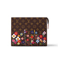 Louis Vuitton LV x TM Men's Solid Color Letter Print Sunflower Pattern Zipper Leather Clutch Bag Bags #77914