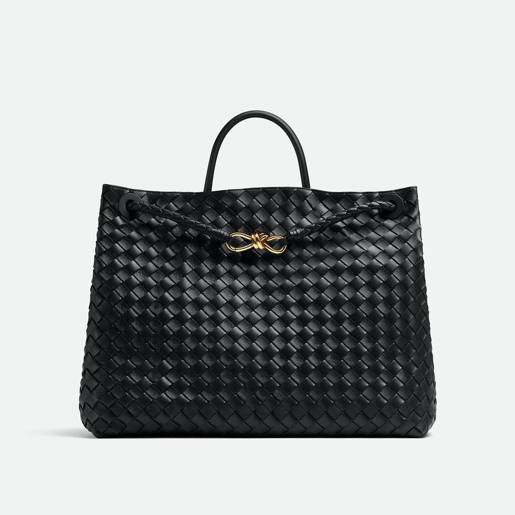 Bottega Veneta Large Andiamo Women's Woven Solid Color Magnetic Clasp Closure Sheepskin Tote Bag Bags #76912