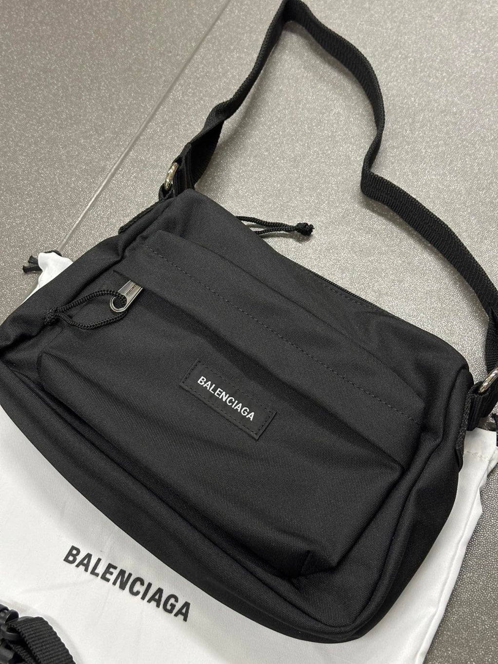 Balenciaga Special Offer Bags Paris Explorer Mens Black Fabric Handbag Letter Logo Detail Zipper Closure Top Handle Shoulder Bag temporary
