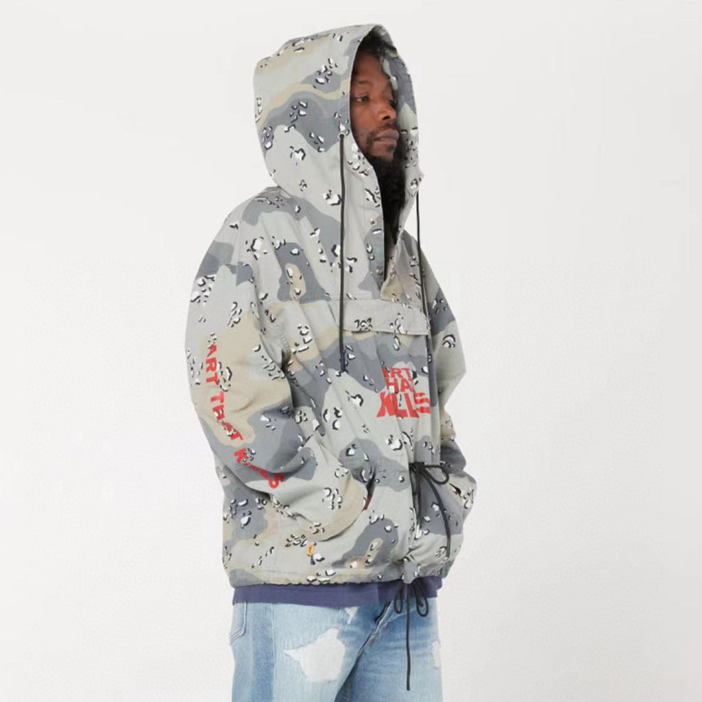 Gallery Dept Men's Spring And Autumn High Street Fashion Printed Letter Camouflage Rushing Jacket Hooded Loose Casual Jacket  Ngvp #8124
