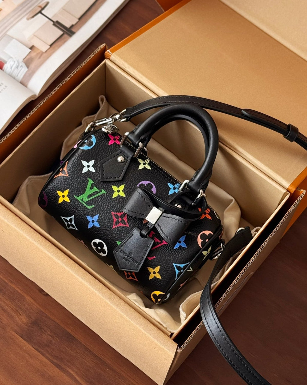 Louis Vuitton LV x TM Nano Speedy Women's Colorful Monogrammed Canvas Leather Tote Shoulder Bag Bags #76129