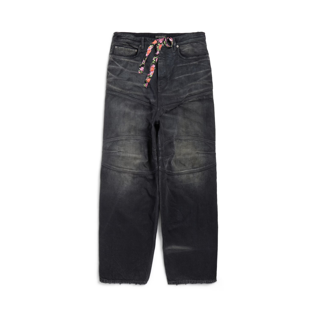 Balenciaga Men's Drawstring Loose Jeans Four Seasons Cotton Solid Color Casual Pants Ngvp #1513