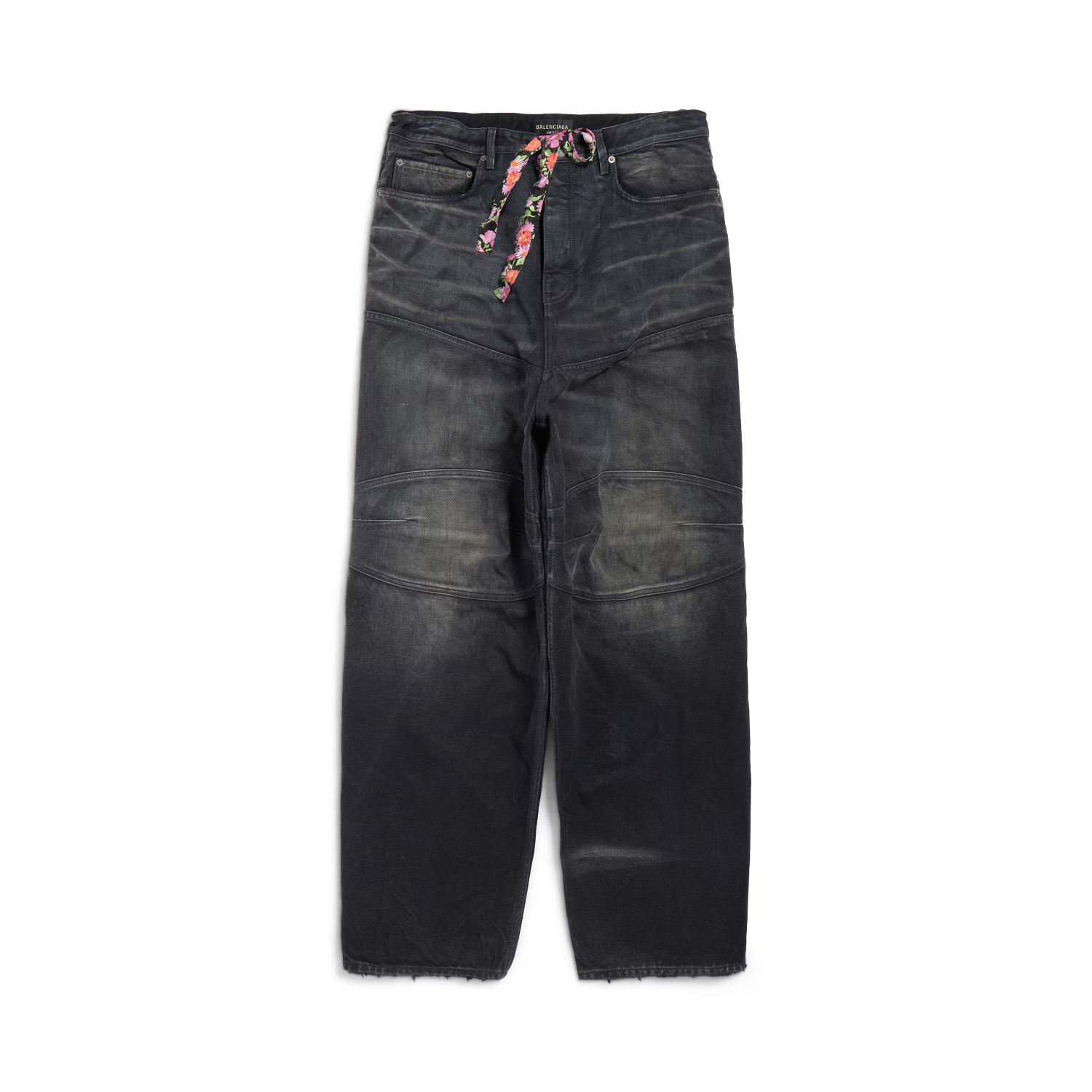 Balenciaga Men's Drawstring Loose Jeans Four Seasons Cotton Solid Color Casual Pants Ngvp #1513